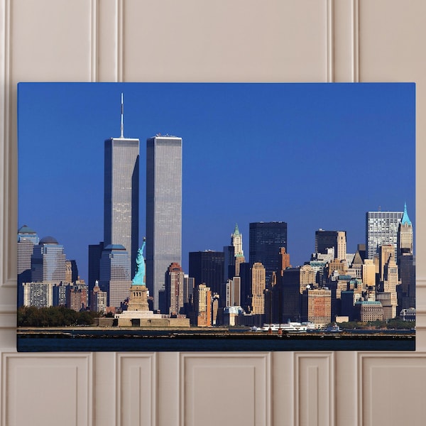 World Trade Center , Lady Liberty , Twin Towers , New York City , Manhatan , Print On Canvas , Wall Art , Huge Size