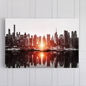 Manhattanhenge , Manhattan Sunset View ,Manhattan Solstice Landscape , Print On Canvas , Wall Art , Huge Size , Print Painting