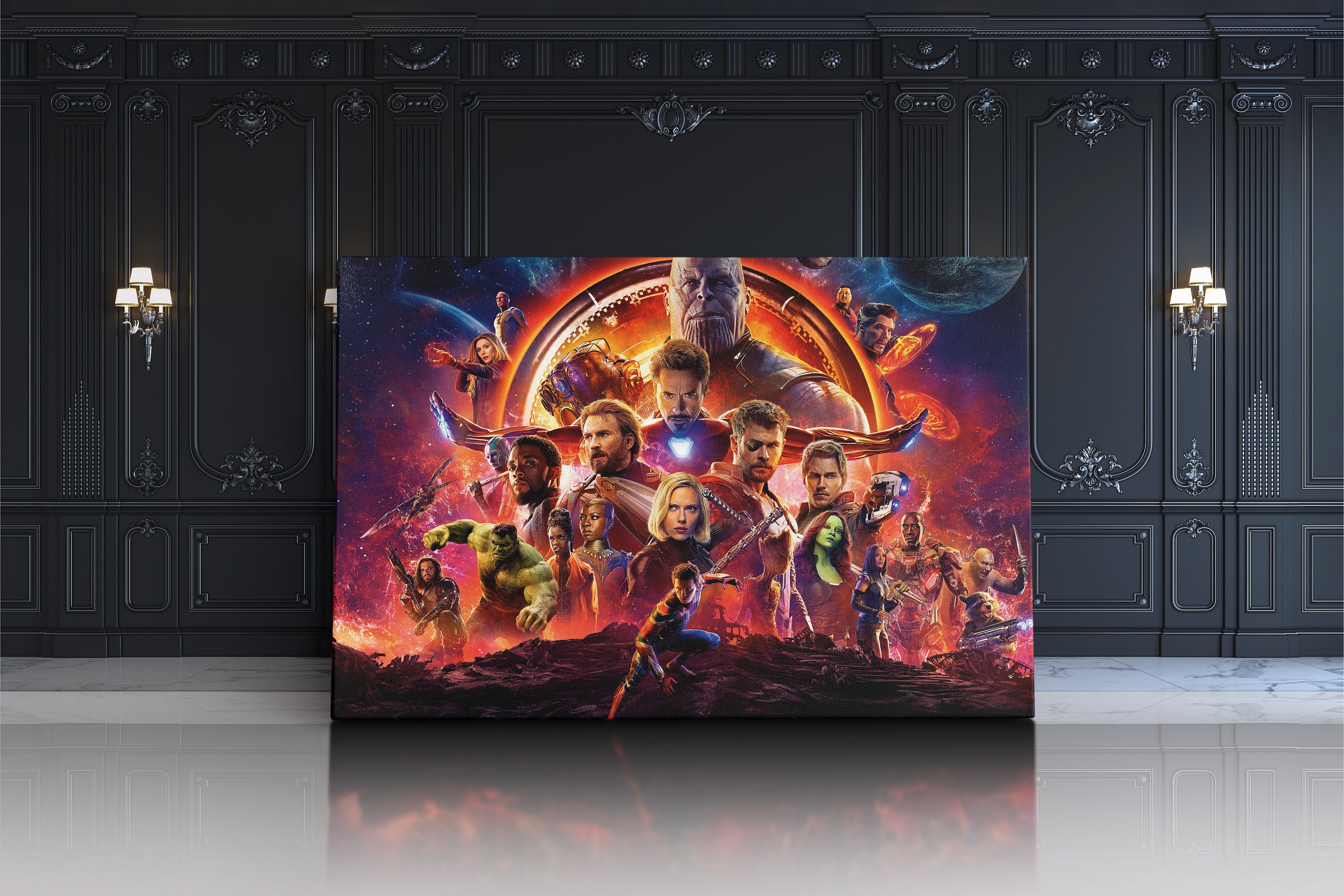 Avengers Horizontal Print on Canvas Wall Art Huge Size Etsy