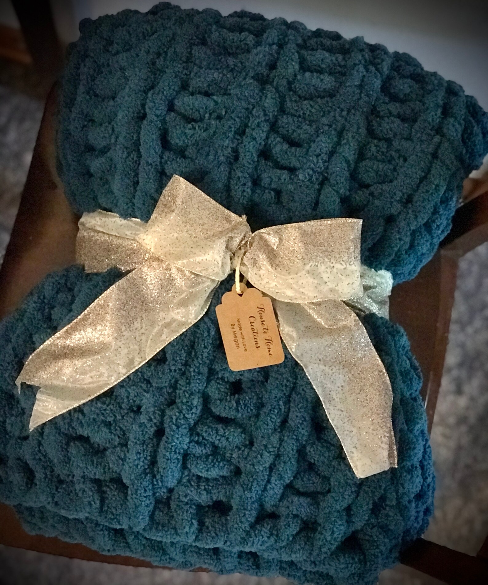 Chunky Knit Throw Dark Teal Etsy