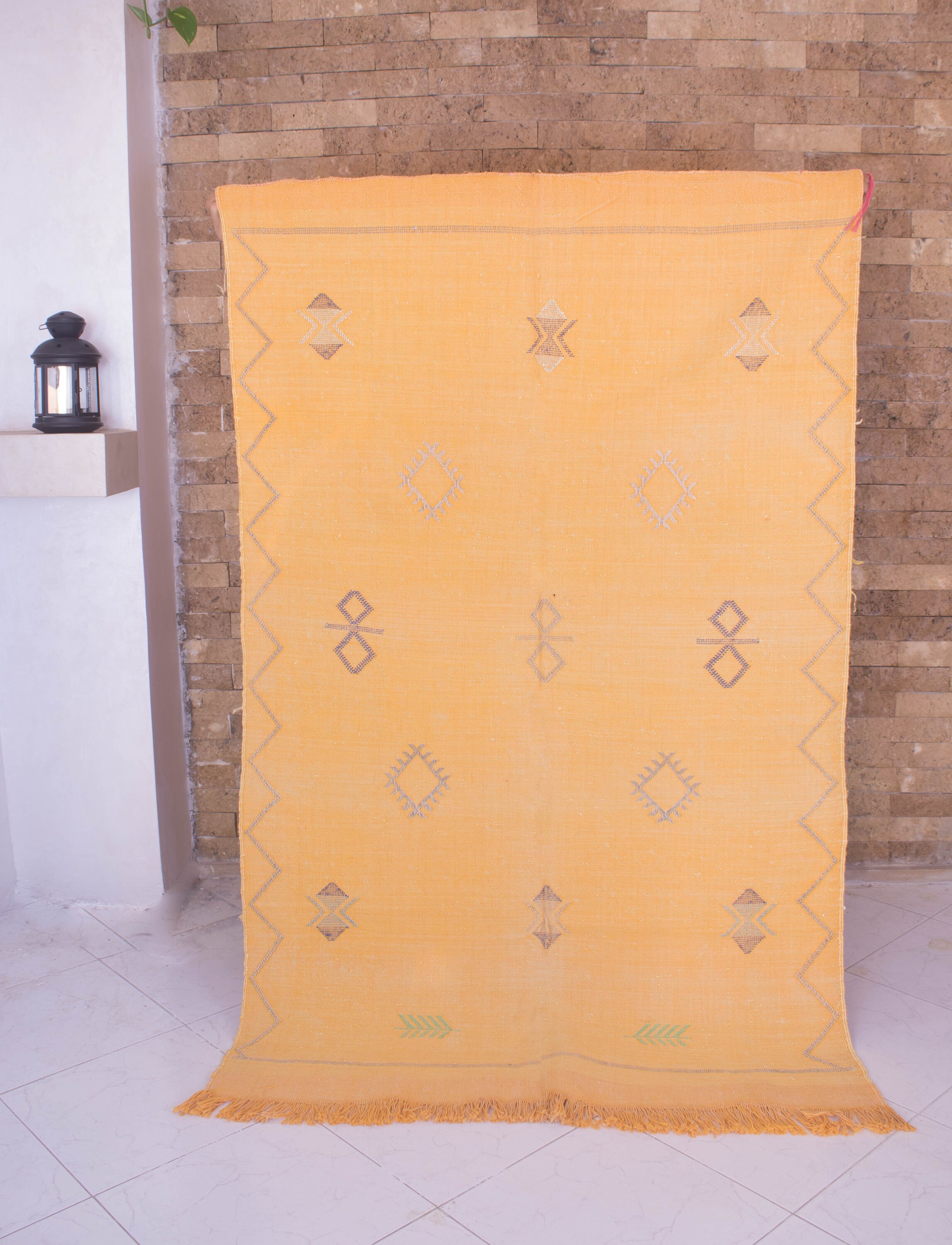 Cactus Silk Rug Moroccan Yellow Berber Eclectic Bohemian Rug