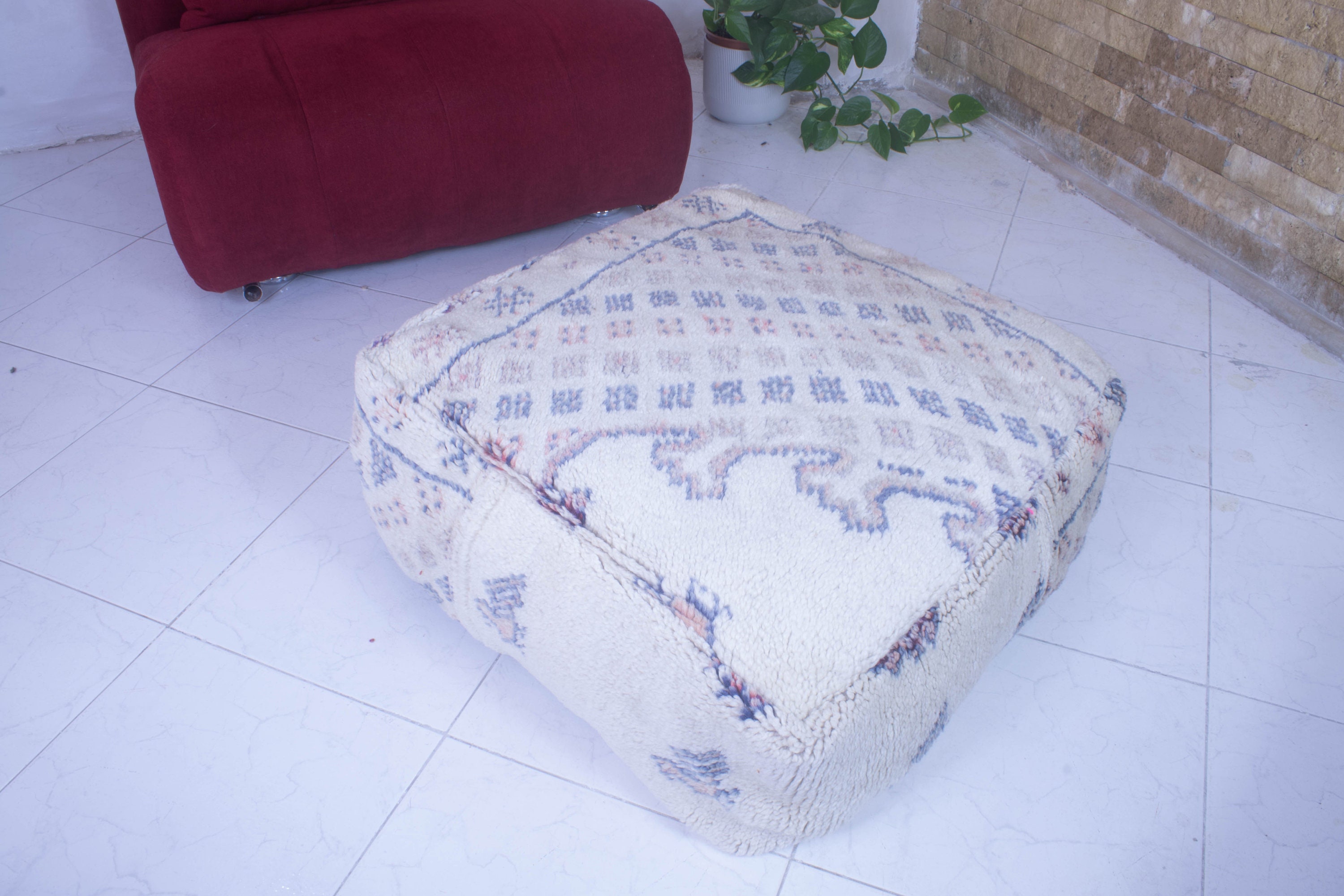 Moroccan Pouf Kilim Beni Ourain Floor Ottoman Vintage Meditation Yoga Cushion