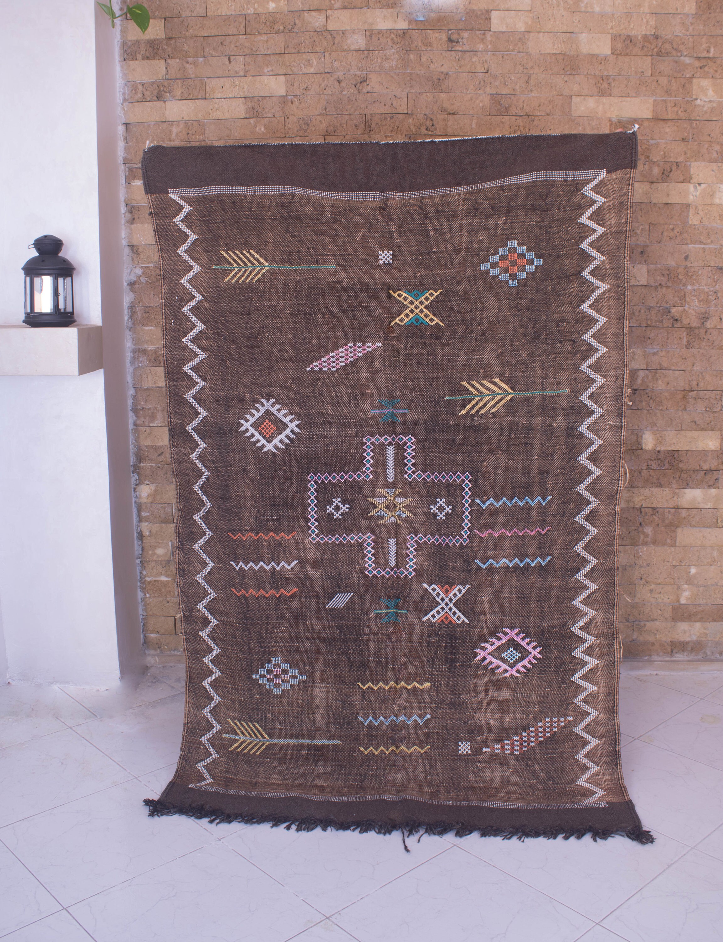 Cactus Silk Rug Moroccan Dark Brown Berber Eclectic Bohemian Rug