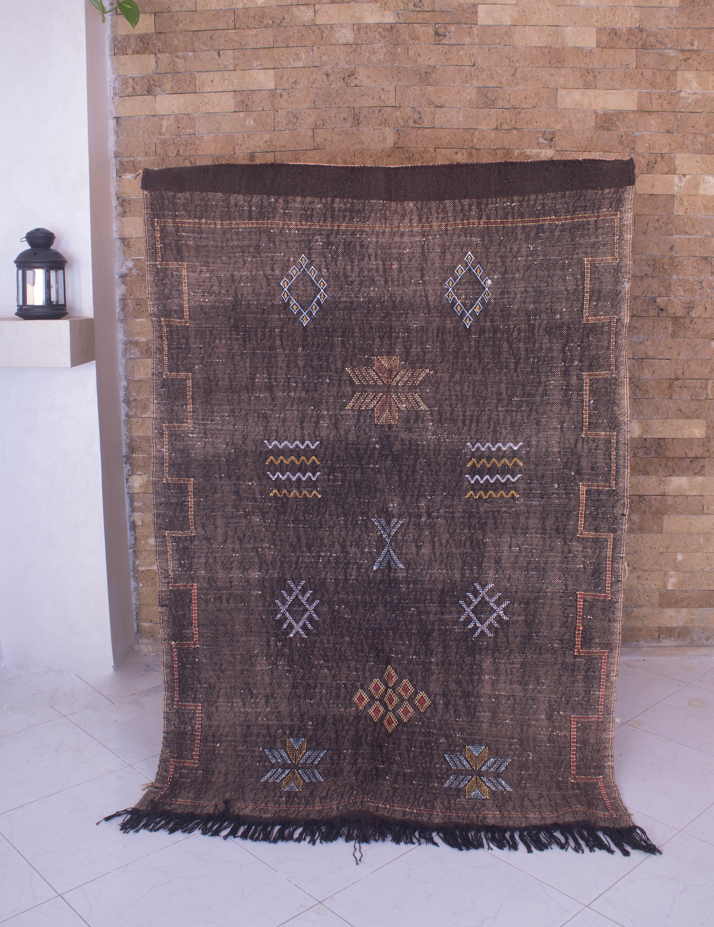 Cactus Silk Rug Moroccan Dark Brown Berber Eclectic Bohemian Rug