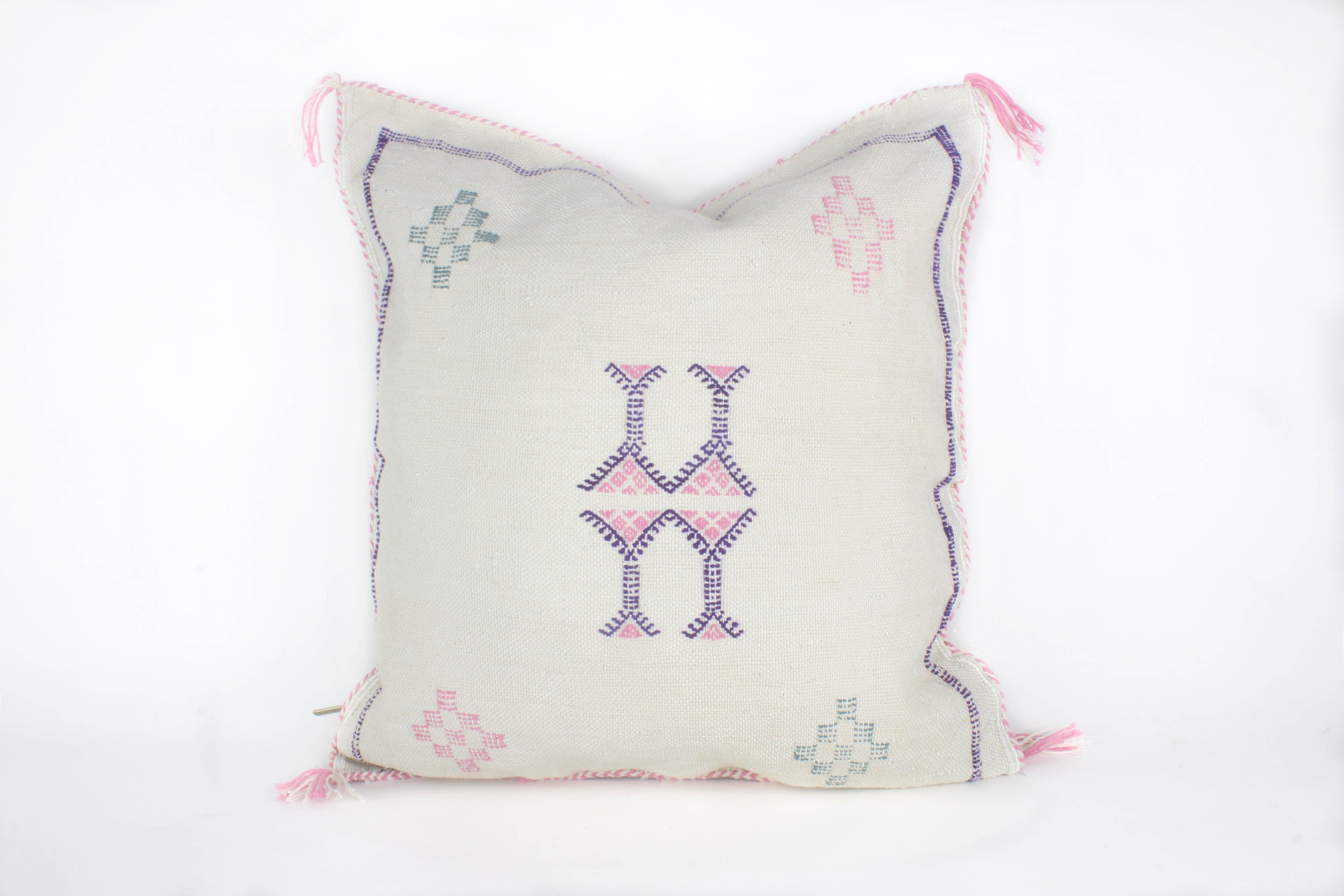 Cactus Silk Pillow Moroccan White Berber Eclectic Bohemian Decorative Pillow