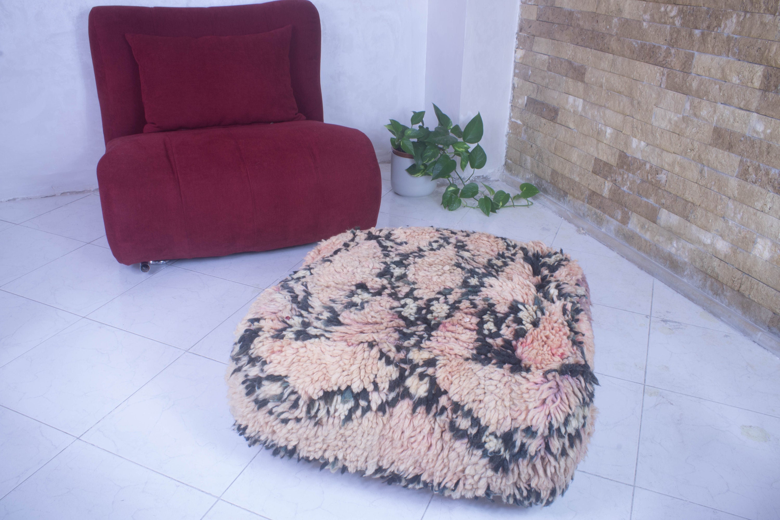 Moroccan Pouf Kilim Beni Ourain Floor Ottoman Cover Vintage Meditation Yoga Cushion