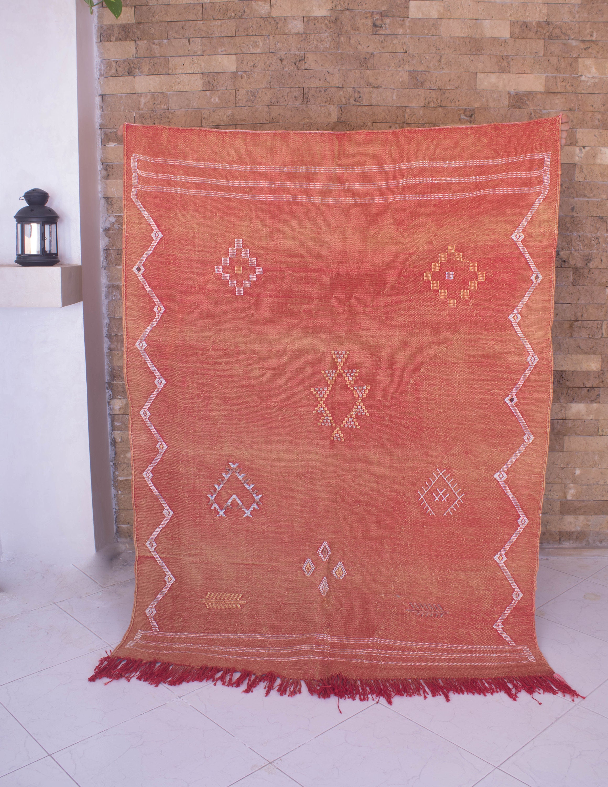 Cactus Silk Rug Moroccan Rust Orange Berber Eclectic Bohemian Rug