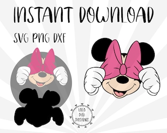 Minnie Mouse Shy Face SVG PNG DXF Descarga digital instantánea Cricut Silhouette Birthday Girl Crafting