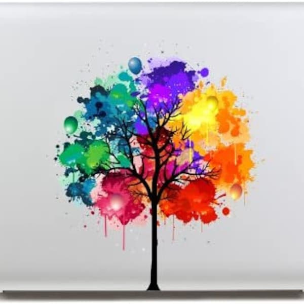 eTrendz Colors tree Macbook sticker partial cover Macbook Pro decal Skin Macbook Air 13 Sticker Macbook decal Size 8x7.5" (2Pack)