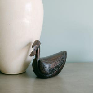 Vintage Carved Wooden Duck Figurine | Sculptural Bird Decor | Sculptural Style Home Accent | Collected Shelf Object