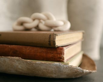 Paper Mache Decorative Tray | Aged Brown & Beige Sculpture | Organic Wabi Sabi Handmade Art