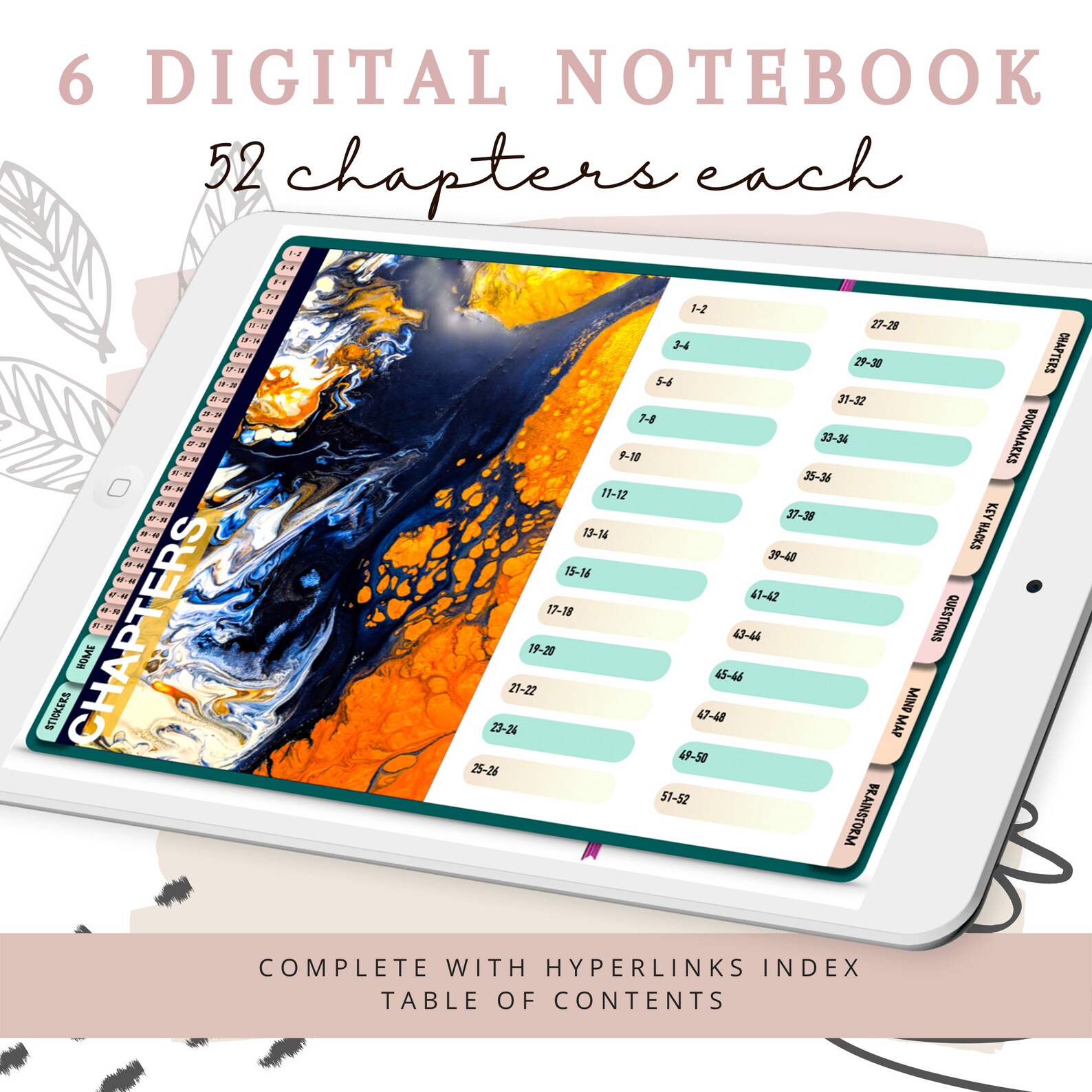 Digital Notebook 6 Subject Notebook Dashboard Edition PDF Instant