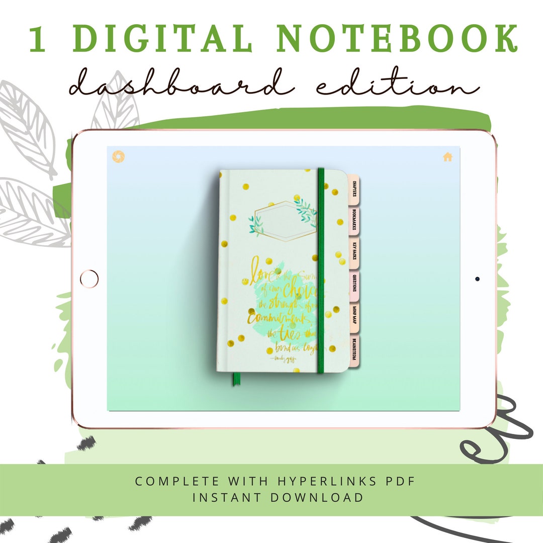 Digital Notebook | 1 Subject Notebook Dashboard Edition | PDF Instant ...