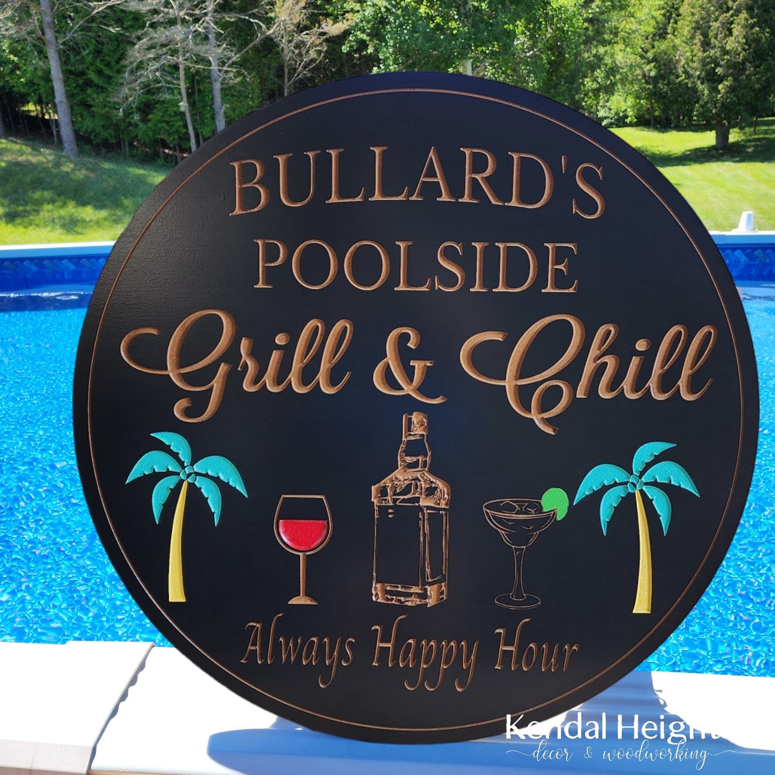 Custom Engraved Pool Wood Signs - Etsy