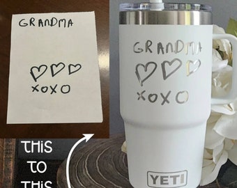 Kids drawing gift, Mom and Dad gift , Fathers day gift, personalized dad gift, engraved Mom Yeti, Grandma and Grandpa
