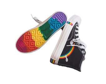 converse with rainbow bottom