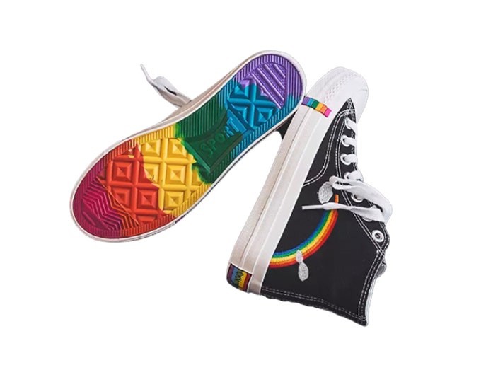 Rainbow Hi Tops LGBTQ Sneakers - Etsy