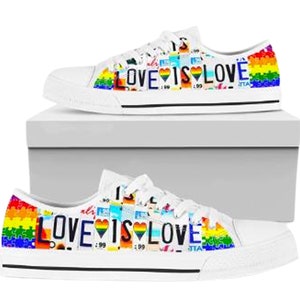 Love Is Love LGBTQ Pride Sneakers - Rainbow Converse Style Sneakers