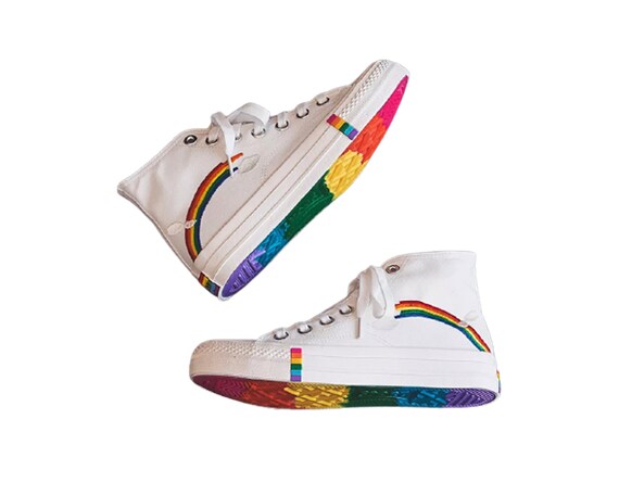 Rainbow Hi Tops LGBTQ Sneakers | Etsy 