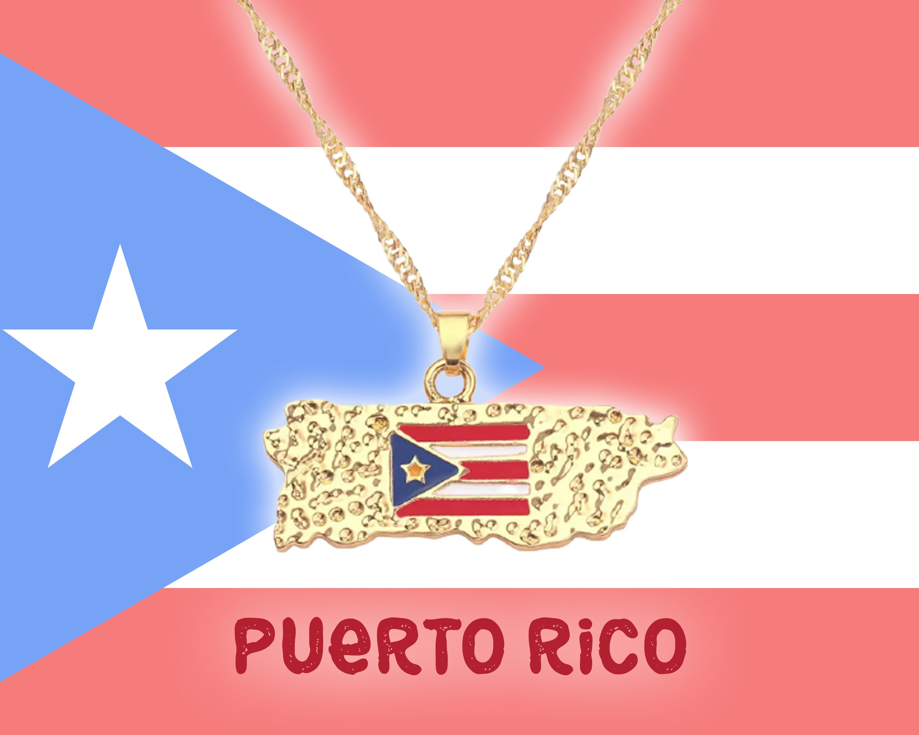 Fashion 21 Puerto Rico Flag Pendant 5mm 24