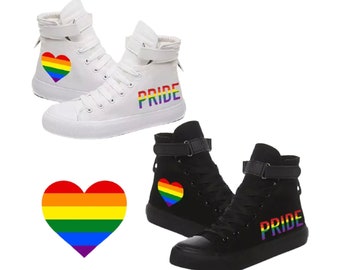 Pride Rainbow Heart Hi Tops - LGBTQ+ Sneakers