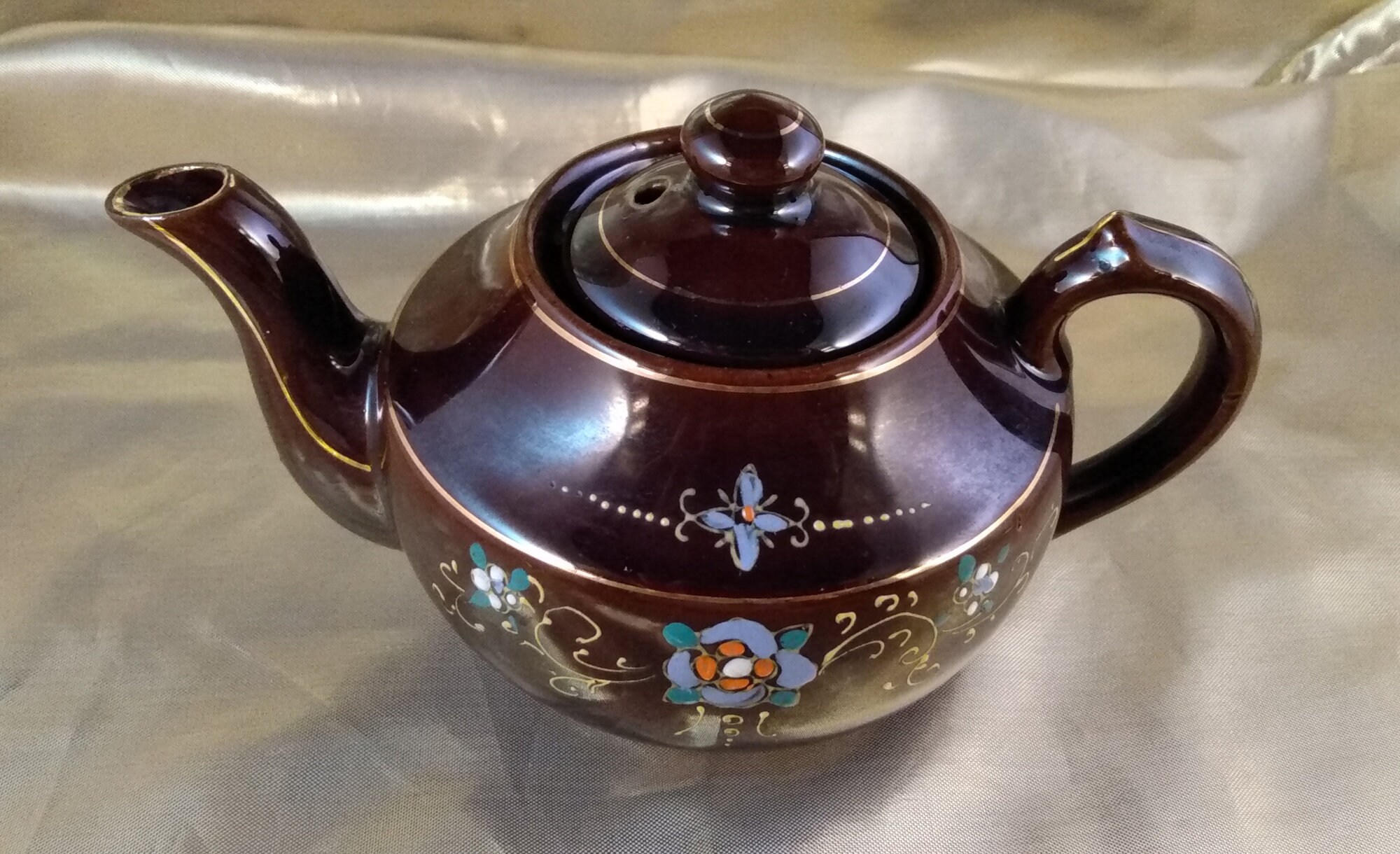 Brown Japanese Moriage Teapot With Floral Motif Etsy UK