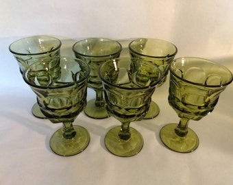 ONE Fostoria Argus Water Goblet  Avocado Green 1963-1982 Henry Ford Museum Sold by the Stem