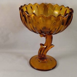 Indiana Glass Amber Lotus Blossom Footed Compote