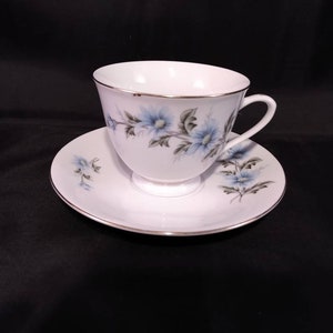 Blue Daisy Teacup and Saucer