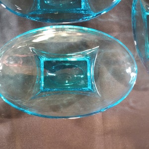 Four Capri Blue Oval Nut Bowls Hazel Atlas