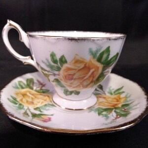 Royal Albert Yellow Tearose Cup and Saucer Malvern Shape