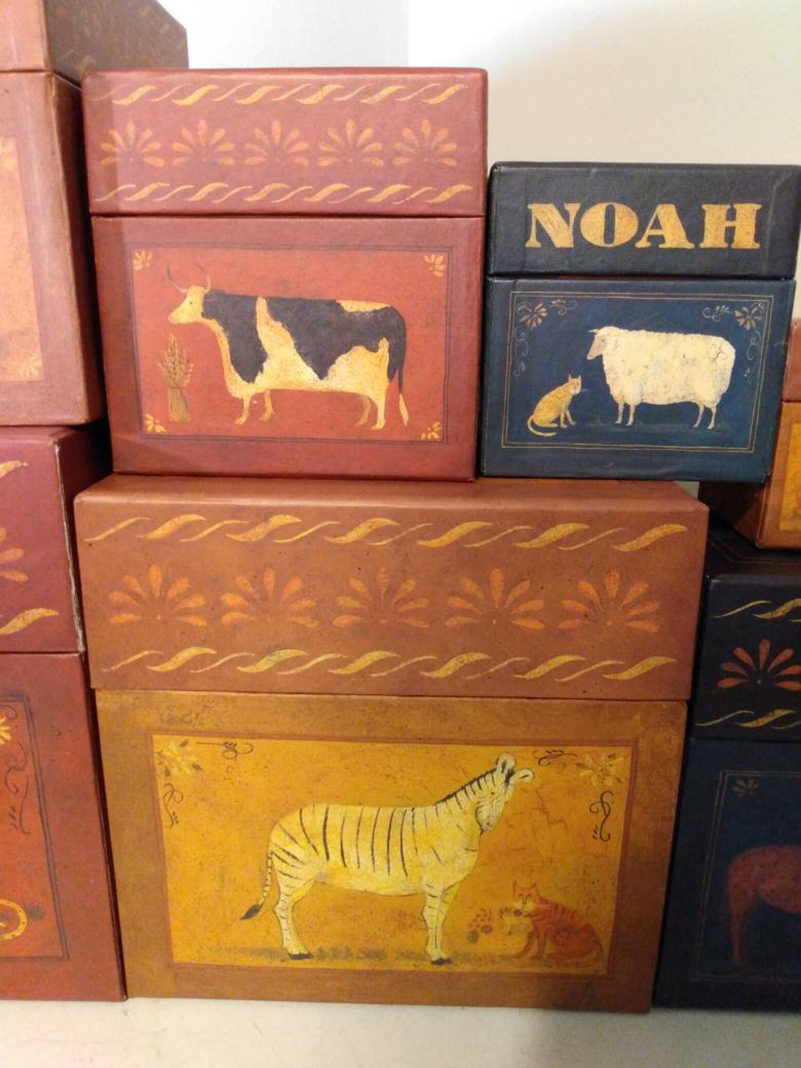 Bob's Boxes Set of Seven Stackable Noah's Peaceable Etsy
