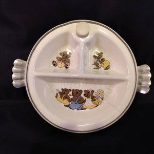 1930s Excello Baby Food Warming Dish Bear Family
