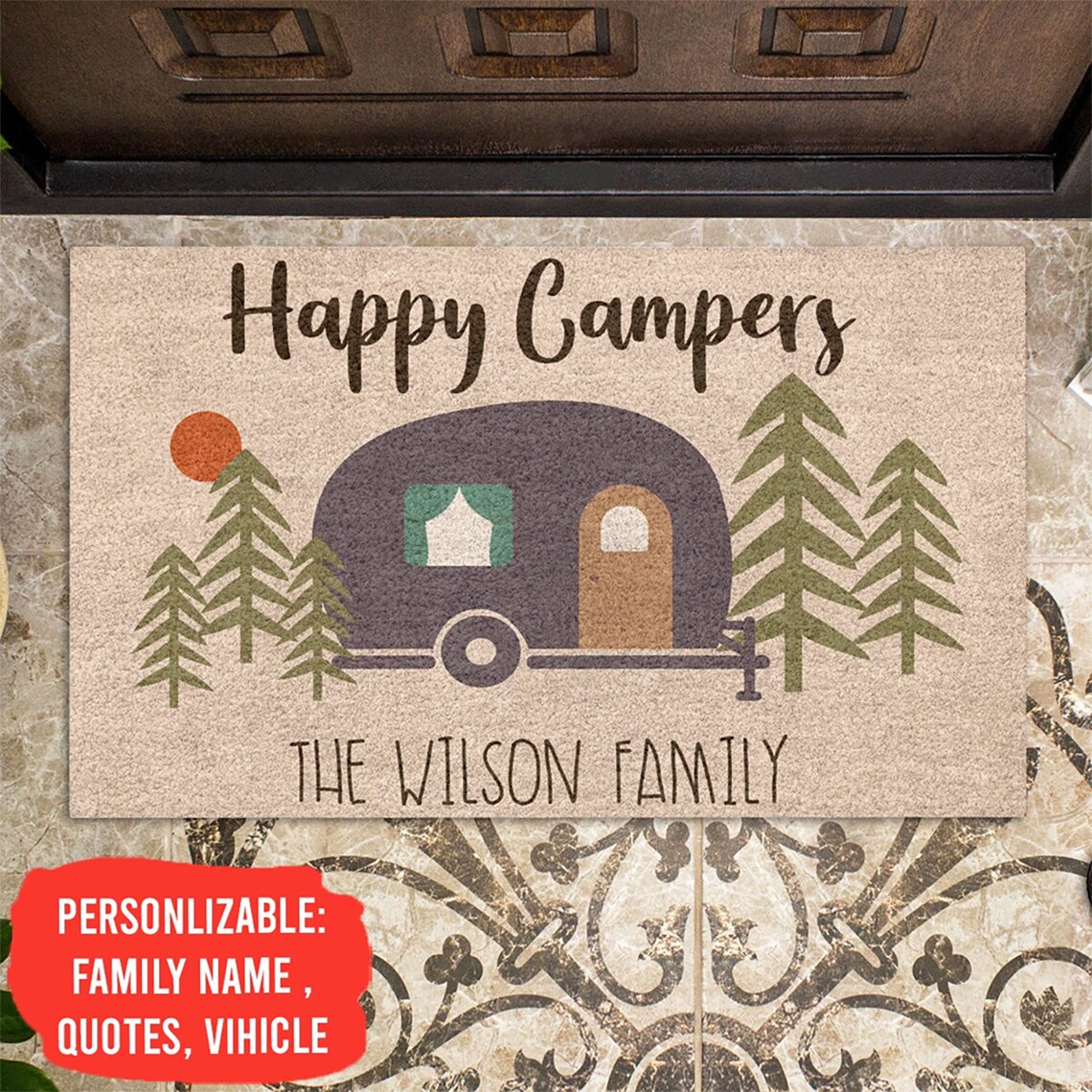 Family Happy Camper Doormat Personalized Mat Custom Etsy