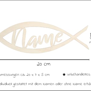 May include: A wooden cutout of a fish with the word "Name" inside. The fish is 20 inches long and 7 inches tall. The cutout is unfinished and can be personalized with a name.