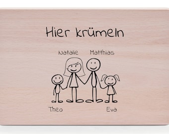 Schild / Frühstücksbrettchen "Hier krümelt" | Geschenk zum Geburtstag | personalisierbar mit  Namen | Einweihungsgeschenk