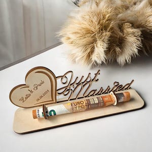 Geschenk zur Hochzeit | Geld für Hochzeit verschenken | Hochzeitsgeschenk mit Wunschgravur | Geldgeschenk zur Hochzeit | just married