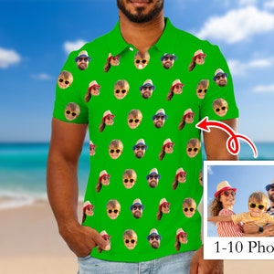 Personalized Face Polo Shirt with Face, Custom Photo/Logo Polo Shirt, Custom Face Shirt, Custom Short Sleeve, Pet Dogs Cats Shirt