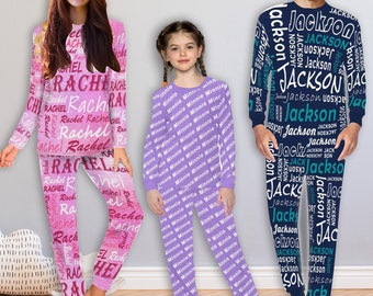 Custom Name Pajamas, Name Monogram Sleepwear, Custom Initial Pajamas, Custom Text Loungewear, Name and Initials Sleep Set, Family Pajama Set