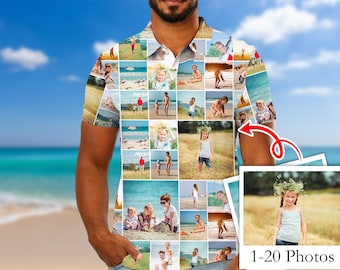 Custom Photos Polo Shirt with Photo, All Over Print Polo Shirt, Funny Polo Shirt, Your Image Shirt, Custom Polo Shirt, Gift for Dad