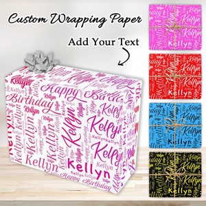 Custom Text Wrapping Paper, Name Gift Wrapping, Custom Gift Wrapping, Birthday Wrapping Paper, Your Text on Wrapping Paper,Anniversary Paper