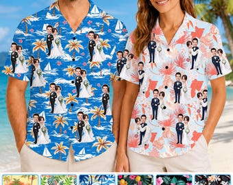 Custom Photo Wedding Hawaiian Shirt: Personalized Aloha Beach Party Shirt