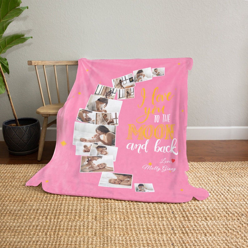 I Love You to the Moon and Back Blanket for Mother Custom Etsy