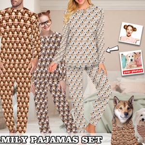 Personalized Pet Dogs Cats Pajamas,  Custom Photo Pajama Set, Family Pajamas Set, Matching Pet Owner Set, Dog Pajamas, Pet Dog Bandana