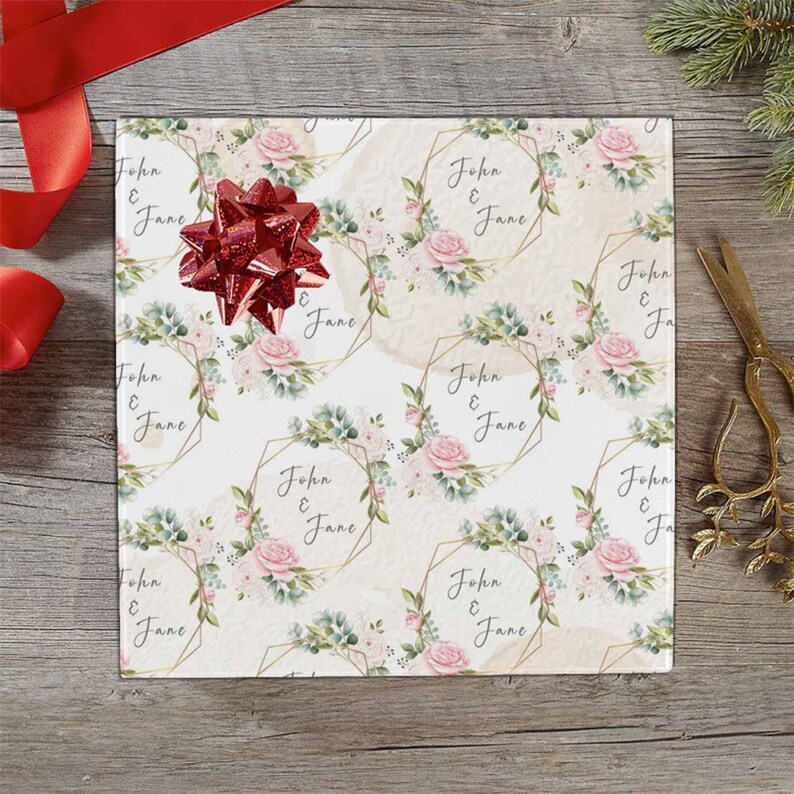 Custom Wedding Wrapping Paper, Wedding Gift Wrap, Groom Wrapping Gift, Personalized Name Wrapping Paper, Bridesmaid Gift Wrapping Paper image 4