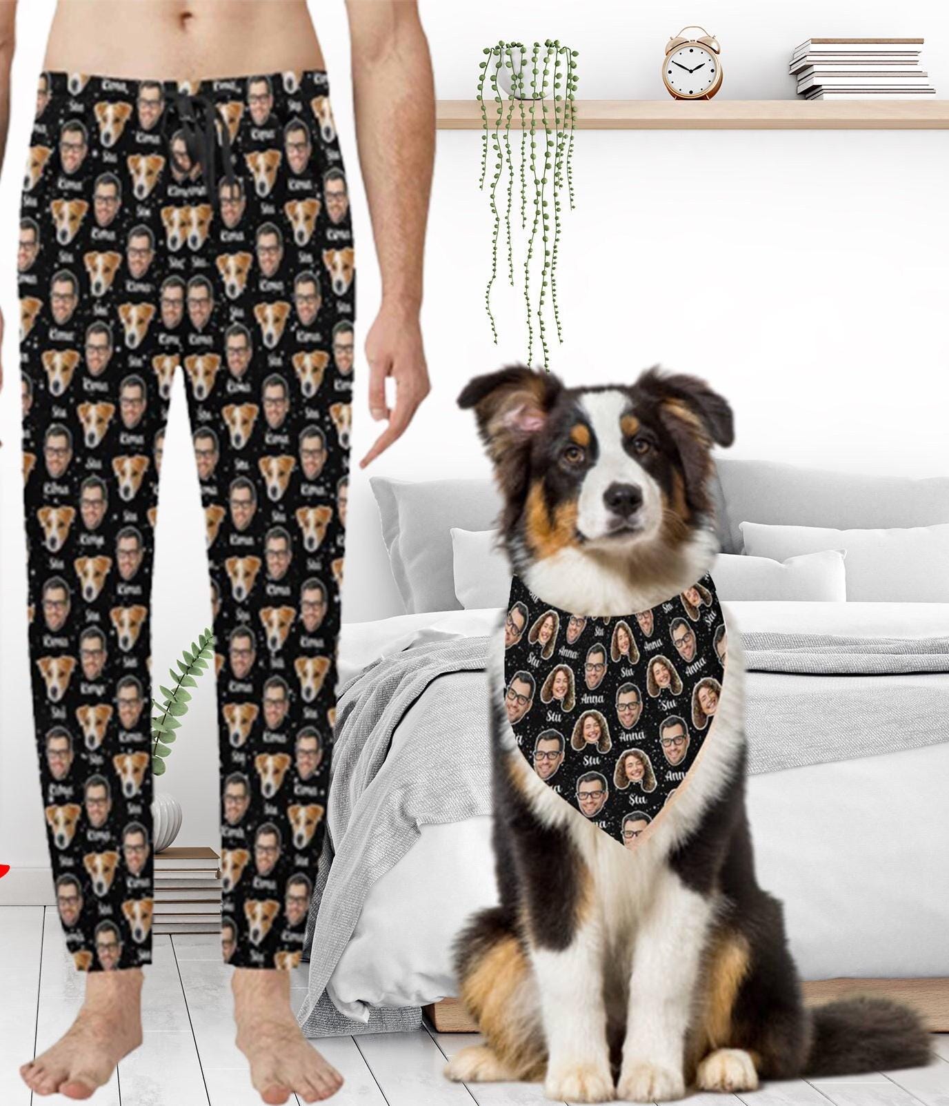 Mens pajama pants with cats on them sale