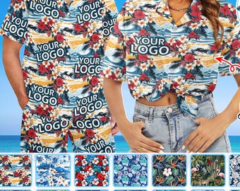 Personalized Photo Hawaiian Shirt, Custom Logo Button-Down Shirt, Beach Gift