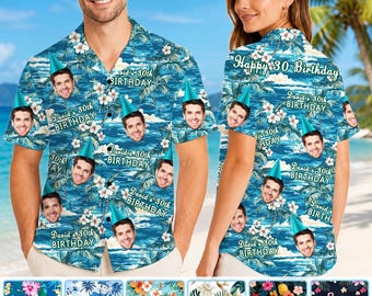 Personalized Face Hawaiian Shirt: Custom Tropical Aloha Birthday Party Top