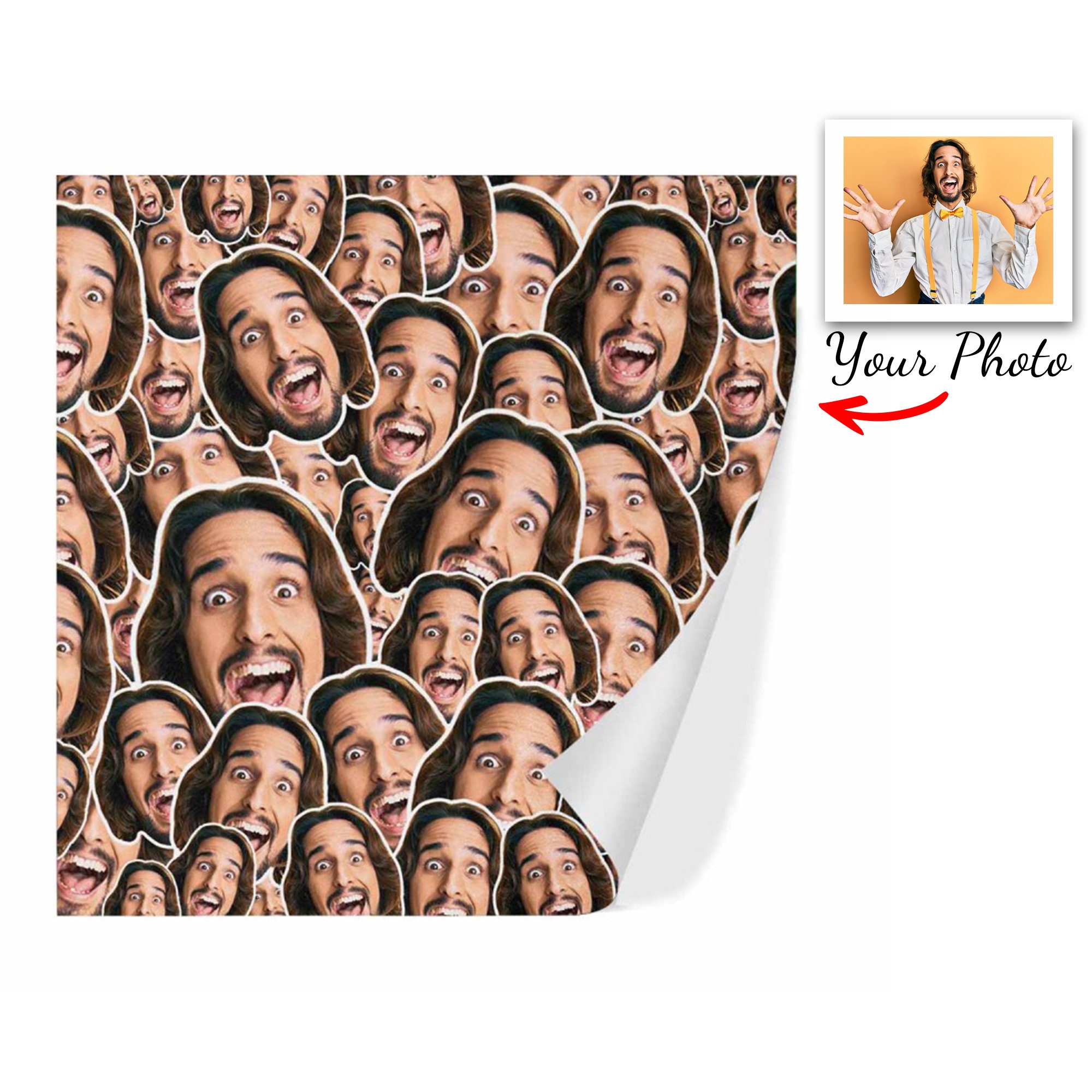 Custom Face Gift Wrapping Paper: Personalized Photo Party Paper - Etsy