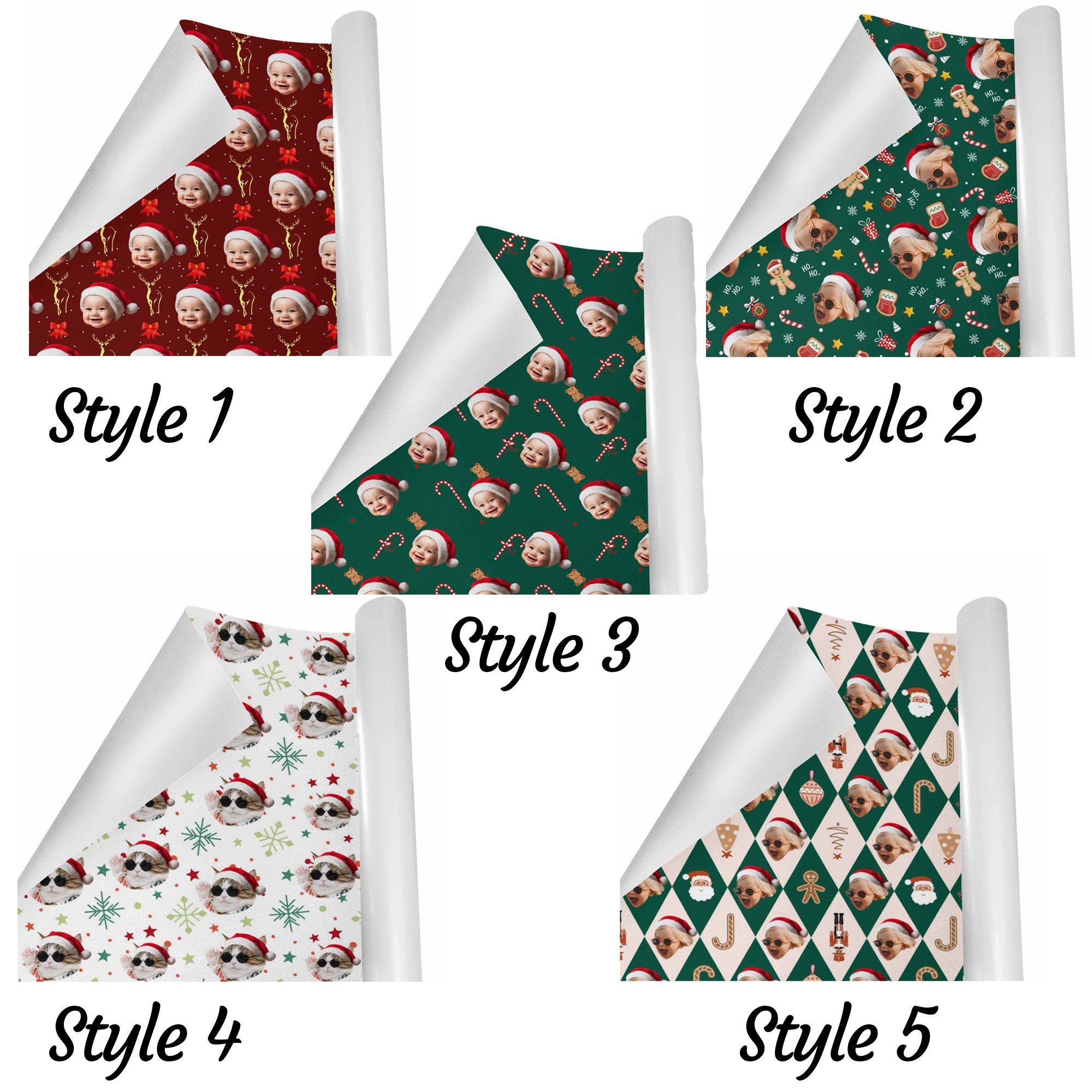 Christmas Wrapping Paper, Personalized Gift Paper, Custom Face Paper, Funny Gift Wrap, Xmas Gift Wrapping, Photo Wrapping Paper